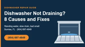 Dishwasher not draining with standing water in the tub, Sunrise FL