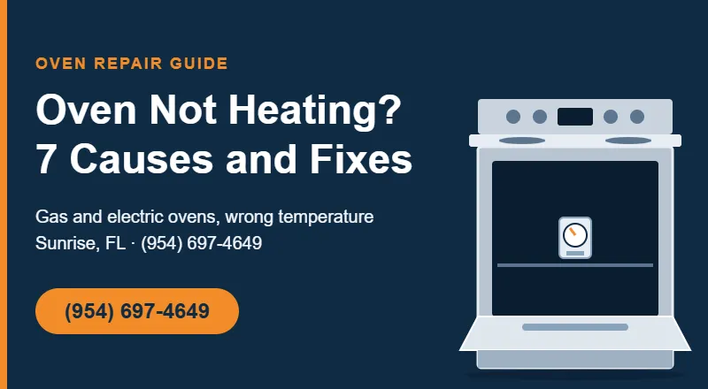 Oven not heating with an oven thermometer on the rack, Sunrise FL