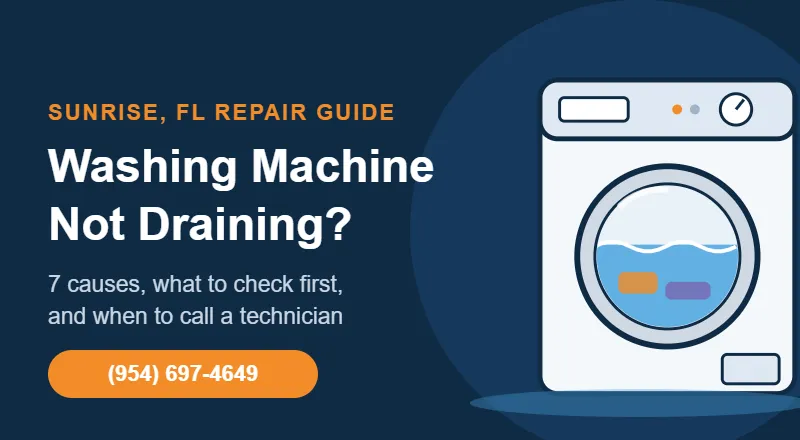 Front-load washing machine full of standing water that will not drain, Sunrise FL washing machine repair guide